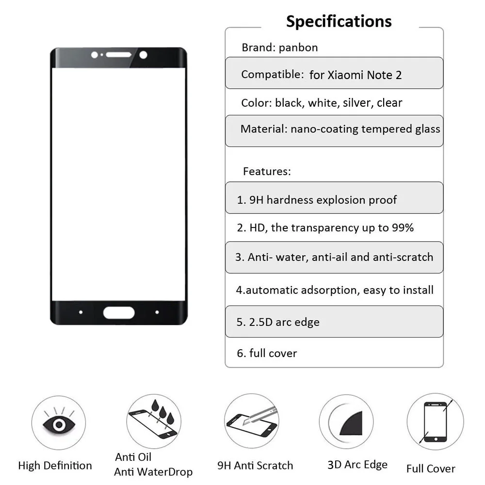 Jual Panbon untuk Xiao Mi Note 2 Tempered Glass Amazing H   H + Anti Ledakan Pelindung Layar untuk Xiao mi Mi Note 2 Prime Beli Panbon untuk Xiao Mi Note 2 Tempered Glass Amazing H   H + Anti Ledakan Pelindung Layar untuk Xiao mi Mi Note 2 Prime