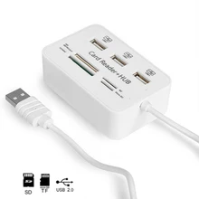 Twofro Micro usb-хаб 2,0 комбинированный кард-ридер все в одном высокоскоростной USB разветвитель адаптер USB 2,0 концентратор 3 порта для ПК ноутбук