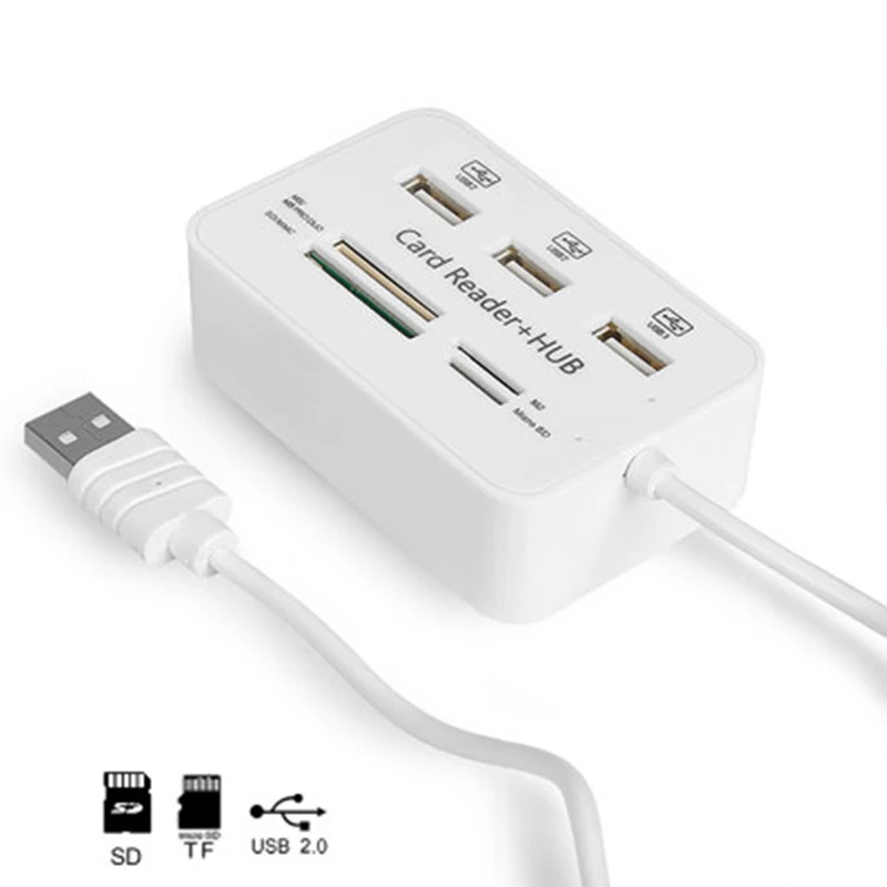 

Twobro Micro USB Hub 2.0 Combo Card Reader All In One High Speed USB Splitter Adapter USB 2.0 Hub 3 Ports For PC Laptop Notebook