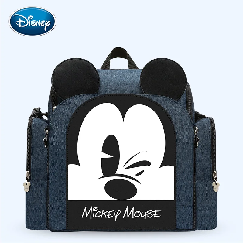 Disney Mummy Maternity Diaper Bag Large Nursing Travel Backpack Designer Sitting Stool Stroller Baby Bag Care Nappy Backpack - Color: Deep Blue