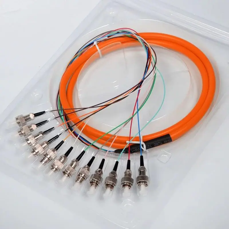 

5pcs /Lot FC 12 cores Simplex mode fanout fiber pigtail FC Connector multimode 1.5M Bundle fiber optic Pigtail