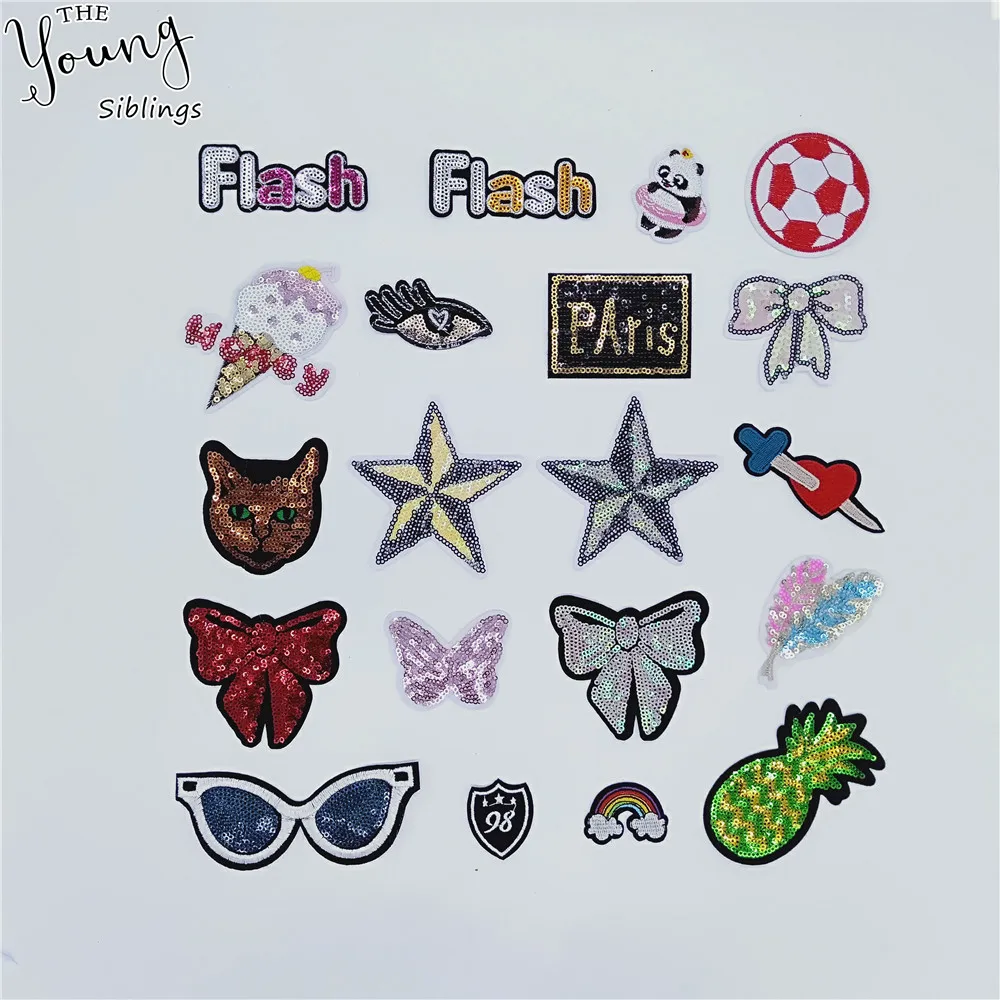 

New arrive Embroidery Cartoon Sequins patch Hot melt adhesive Patch DIY Iron on patch Badges Clothing Decorate Sewing Accessory
