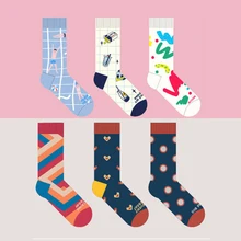 6 узоров, высококачественные хлопковые носки для мужчин и женщин, Забавные милые женские носки в стиле Харадзюку, дизайн, узор для студентов