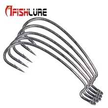 10 шт./лот, узкий крючок для живота, черная Высокоуглеродистая сталь, мягкие рыболовные крючки, рыболовный крючок, Техасская приманка, приманка для рыбалки