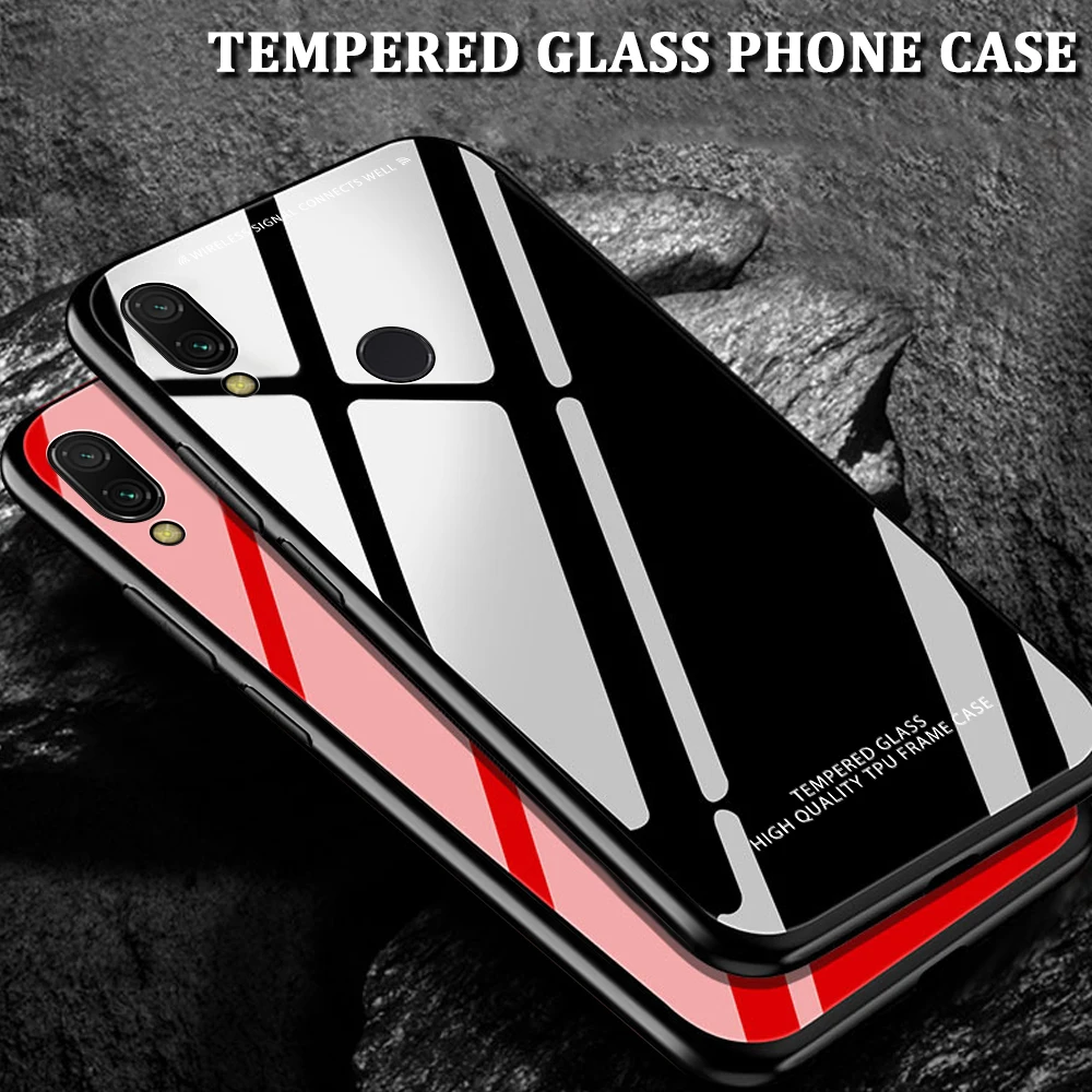 Tempered Glass Cases For Xiaomi Mi 9 9SE 9T Pro Soft Frame Hard Back Cover Redmi Note 5 6 7 7A K20 |