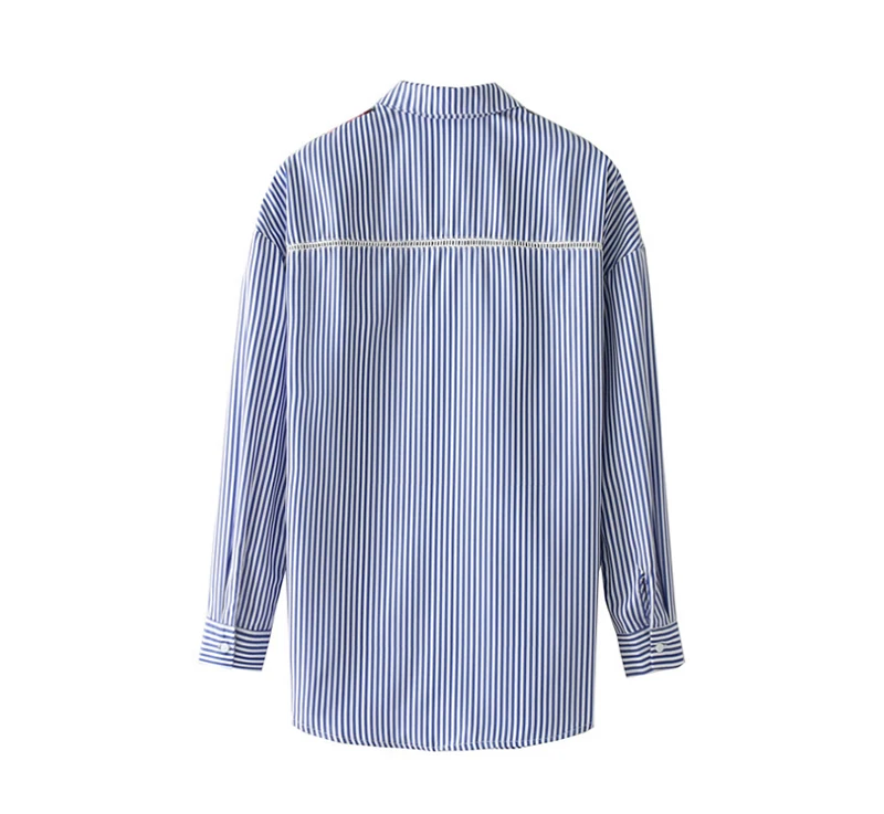 2018 Women's Shirt Loose Plaid Blouse Long Sleeve Spring And Summer New Embroidery Decorative Embroidery Shirt For Ladies D8A155 (11)