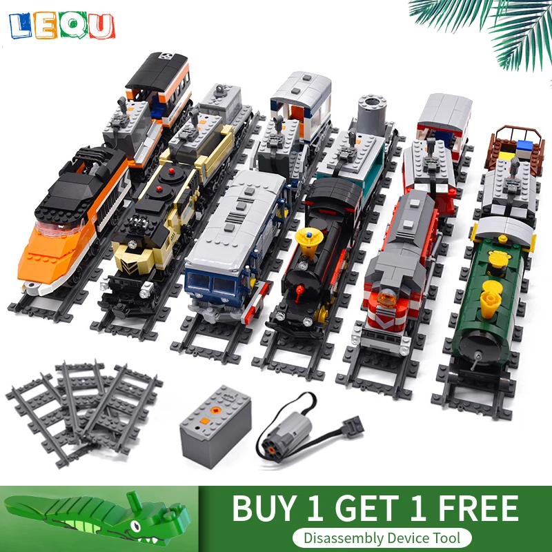 

City Powered Train Electric Toy Railway Tracks Curves Sets Kits Building Blocks Bricks Kids Toys with Battery Box LegoINGlys