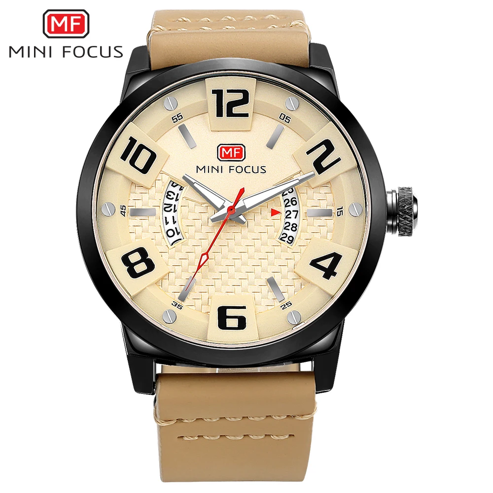 

MINI FOCUS Top Brand Men Military Sports Watches Men's Quartz Luxury Leather Strap Wrist Watch Male Date Clock relogio masculino