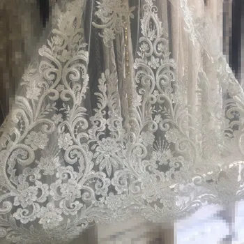 

best Quality Embroidered Net Lace David-6606 with beads fashionable Nigerian French Net Lace for bridal
