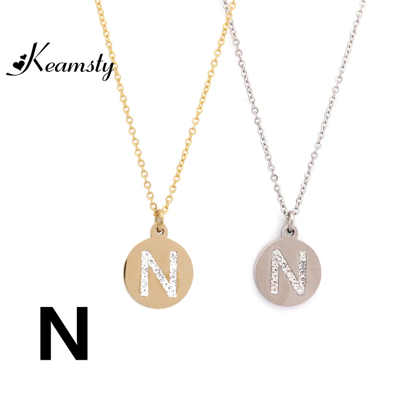 Keamsty Alphabet Crystal Letter Necklace N Charm Necklaces Pendants