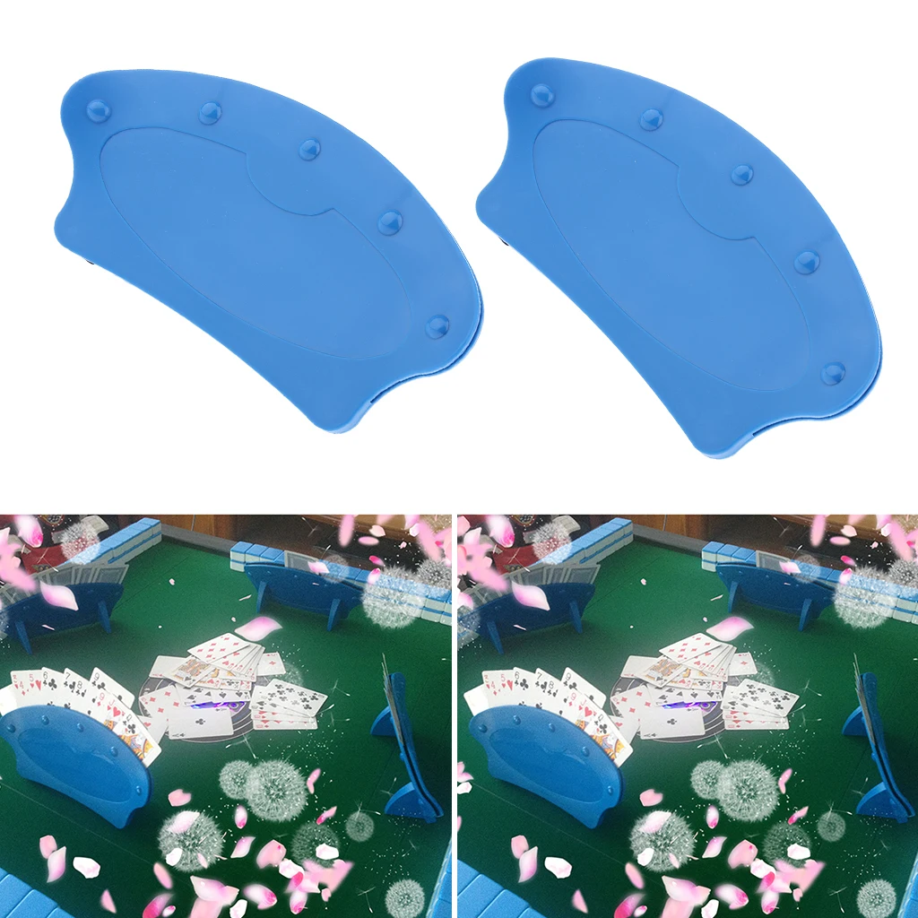 2pcs Blue Durable Plastic Playing Card Holder For Senior Elderly Adults Disabled Can Hold Up To 15 Cards