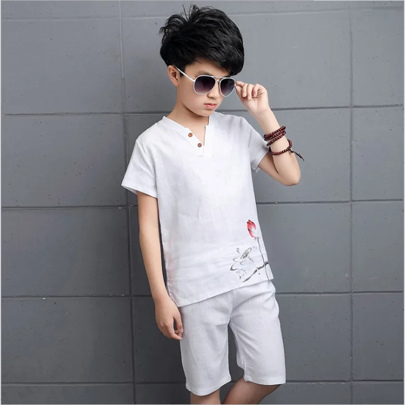 

2018 New style children's short-sleeved cotton two-piece suit for children in summer.