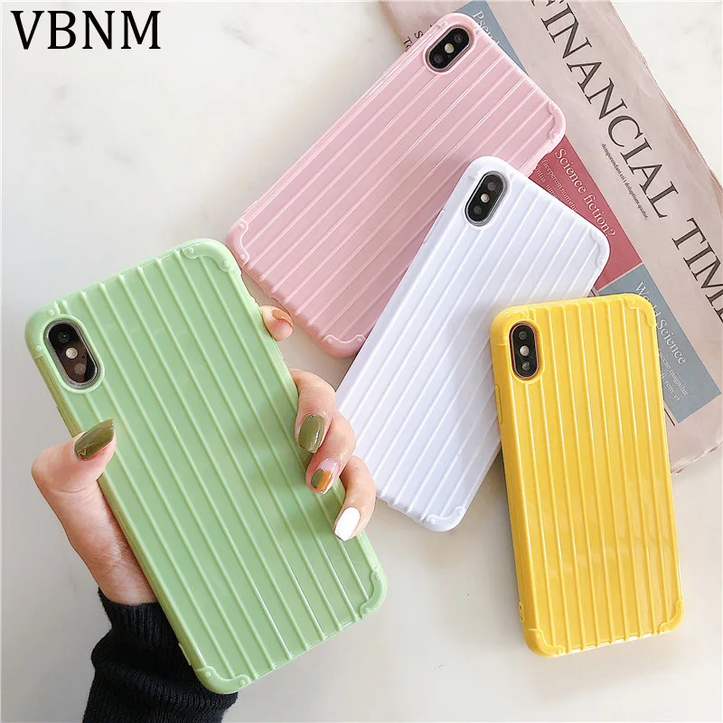 

Luxury Suitcase Case For iPhone X XS 8 7 6 6s Plus Solid Color Slim Soft TPU Silicone Cover Case For iPhone XR 8 Coque Fundas
