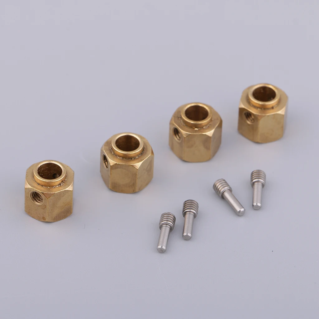 4Pcs 12mm Wheel Hub Brass Hexagonal Adapter Hex Adapter for 1/10 Traxxas TRX4 RC Crawler Truck Car Model