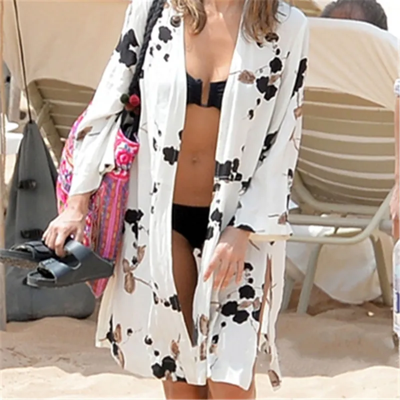 

New Beach Cover Up Print Swimwear Ladies Bikini Swimsuit Swimwear Beach Cape Robe de Plage Tunic Women Beachwear Saida de Praia