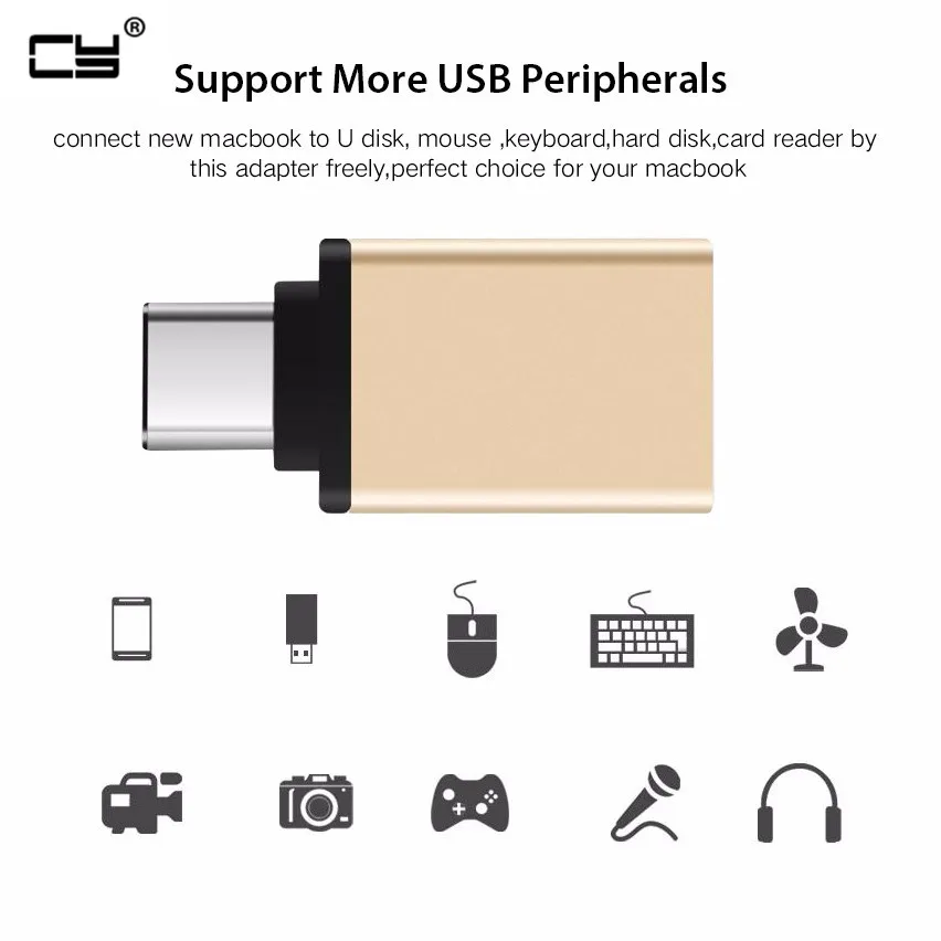 Горячие USB-C USB адаптер для Macbook USB3.1 Type C Мужской к USB 3.0 Женский адаптер для Apple конвертер оптовая Золото и серебро