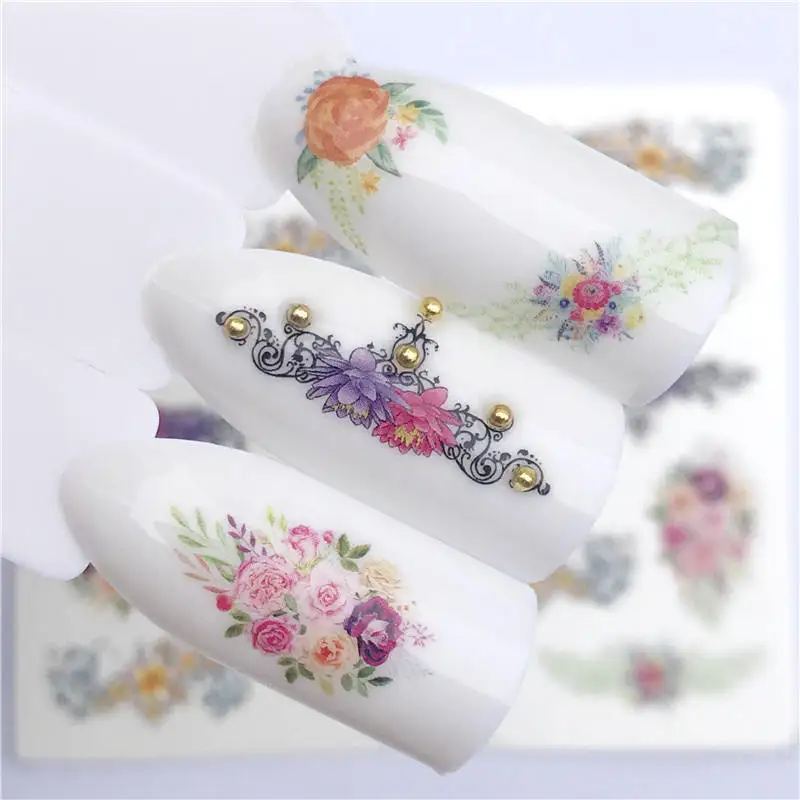

1 PC Flowers / Flower Vine Series For Nail Art Watermark Tattoo Decorations Nail Sticker Water Transfer Decals Decoration