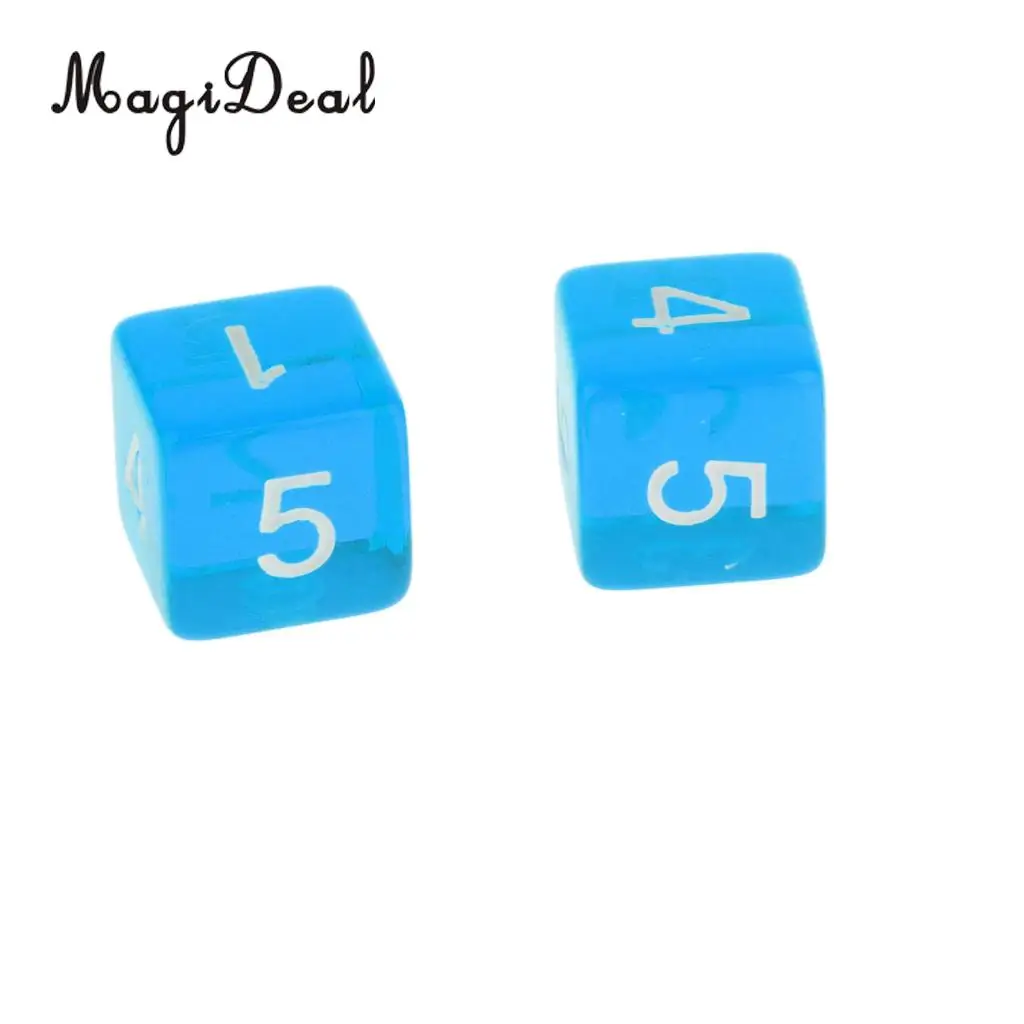 MagiDeal 10 шт. акриловый 6 сторонний D6 кубиков набор для D & TRPG MTG ролевых настольных игр