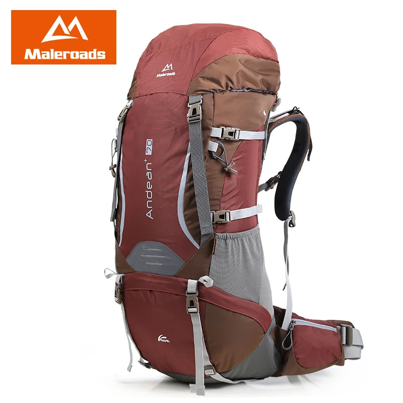 Maleroads Профессиональный 70L походный рюкзак для путешествий Mochila большой емкости спортивные сумки для альпинизма для мужчин и женщин - Цвет: Burgundy Red