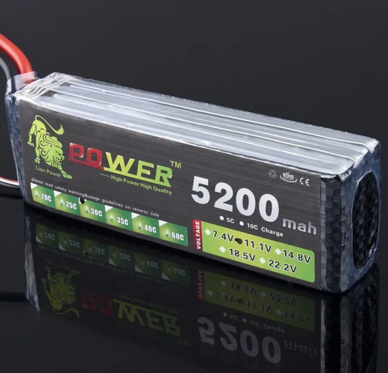 

Lion Power Battery 11.1V 5200MAH 30C to MAX 60C AKKU For Halicopter Boat 11.1v LiPo battery free shipping 3s battery