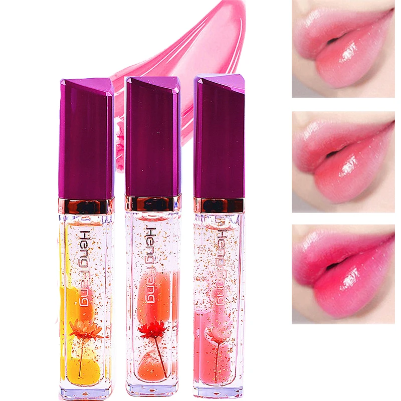 

2018 Hengfang Liquid Lip Gloss Tint Moisturizing & Waterproof Lips Magic Temperature Change Color Flower Shine Glossy Lipstick