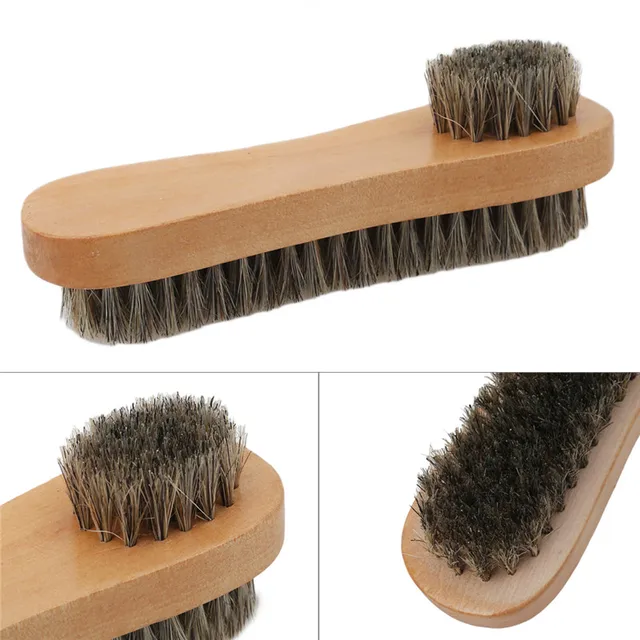 Mane Spazzole da scarpe Manico In Legno Scarpe Lustro Smalto Setole Morbide Crin Mane Spazzole da scarpe Manico In Legno Scarpe Lustro Smalto Setole Morbide Crin