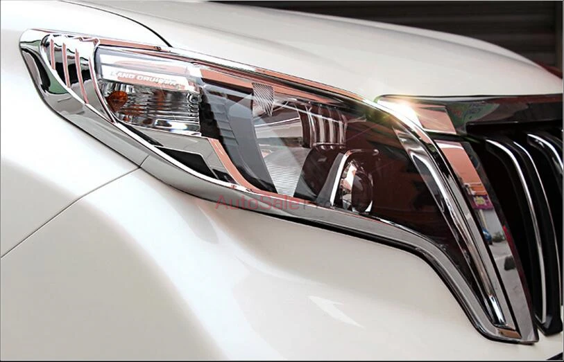 

ABS Chrome plastic Plated Head Light Cover Precut Overlays 2pcs/set For Toyota Land Cruiser Prado FJ150 2014 2015