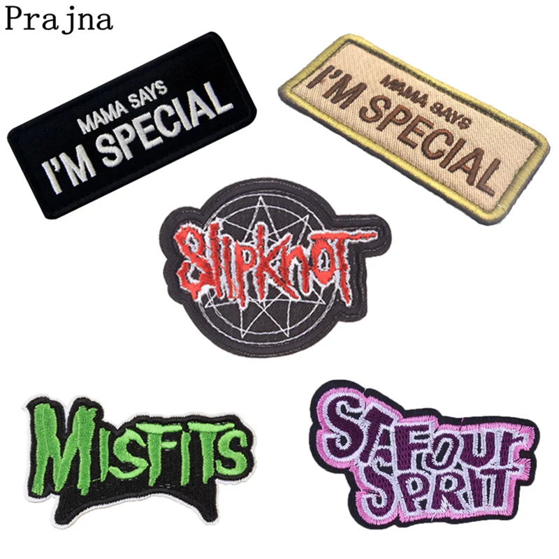 

Prajna Rock Slipknot Badge Iron on Embroidery Patches Clothes DIY Exquisite Letter Stfour Stickers Apparel Accessories E