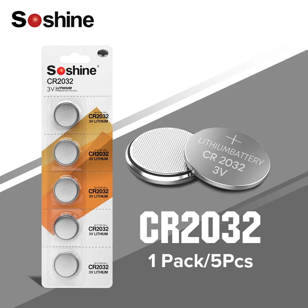 

5pcs Original Soshine CR2032 2032 3V High-Performance Lithium Battery Button Coin Cell Button Batteries For Computer Board Watch