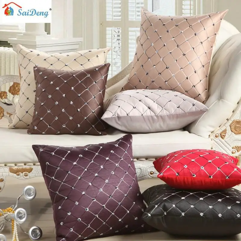 

None Home Bed Multicolored Plaids Throw Pillow Case Square Pillow Cover Silver Gray 43*43CM