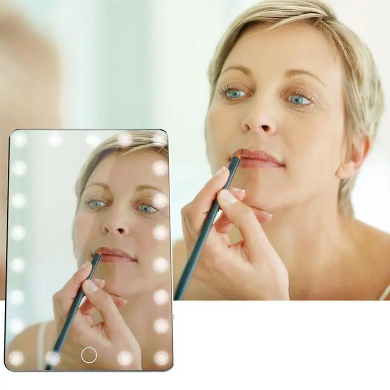 

LED Screen Makeup Mirror Professional Vanity Mirror With 21 LED Lights Health Beauty with Adjustable Leather Cover