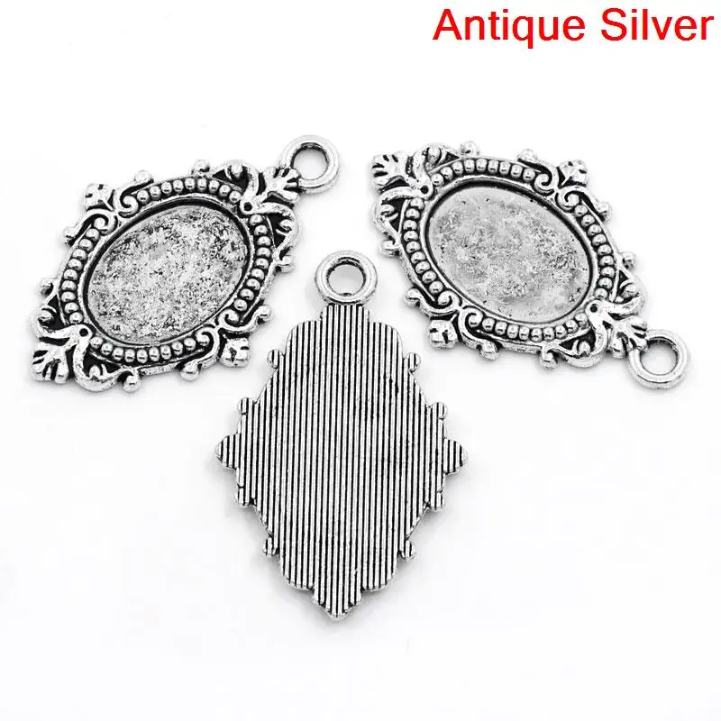 Подвески DoreenBeads из цинкового сплава с подвеской Овальные античные серебристые