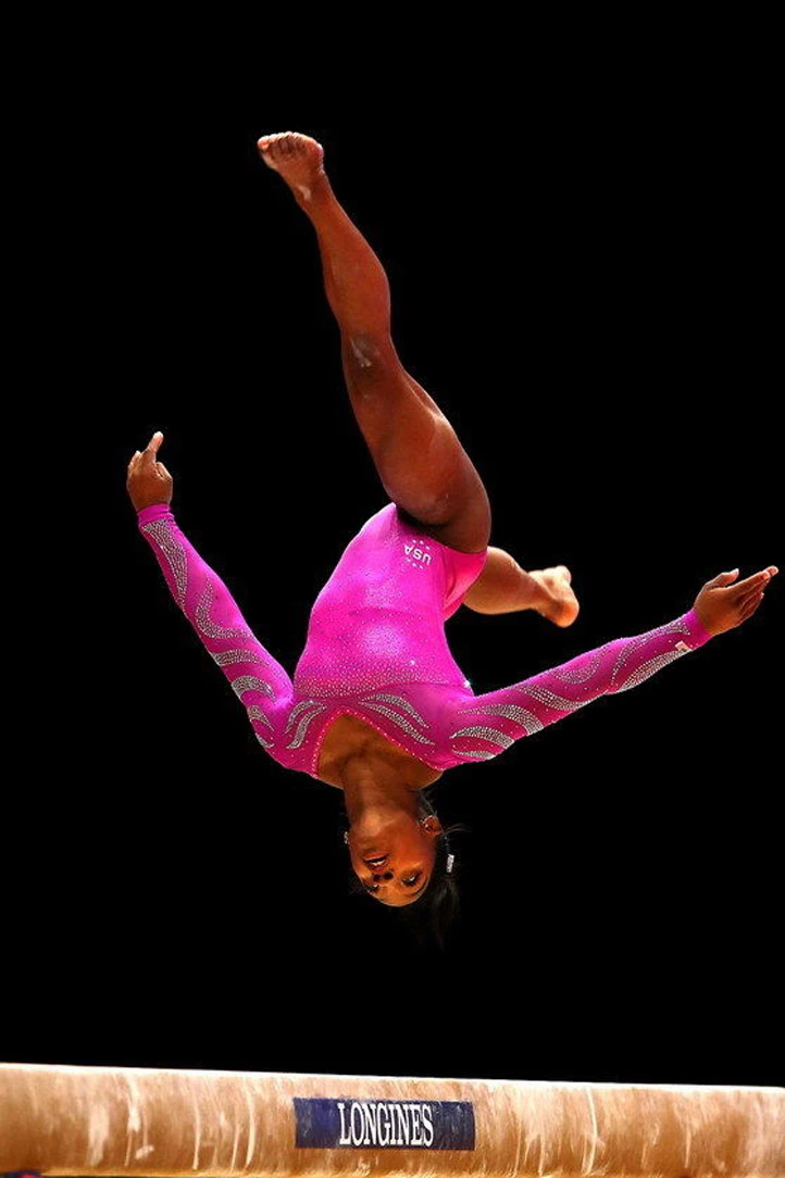 olympics painting Simone Biles gymnast painting balance beam Dismount fine art print