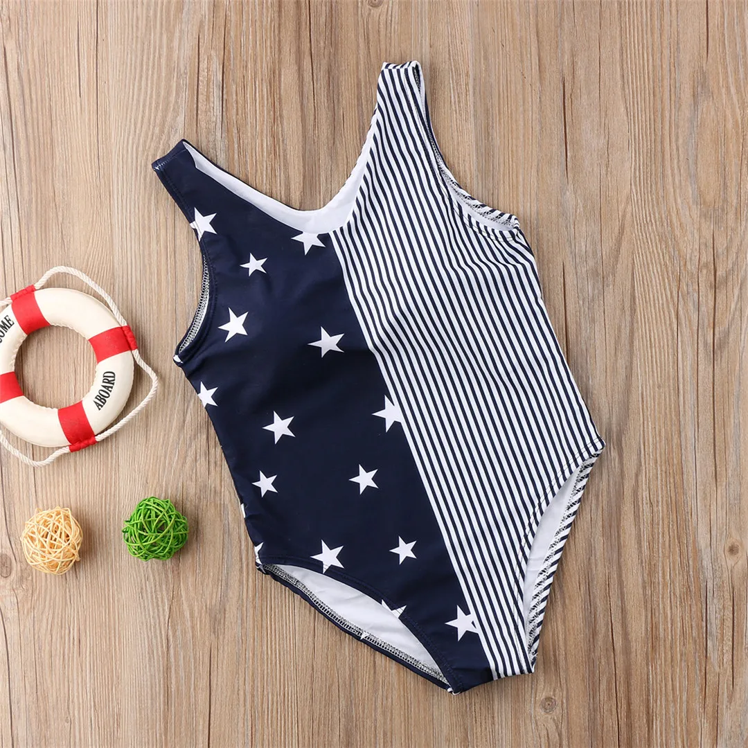 Mother and Daughter Swimsuit Women Baby Girls Striped One Pieces Swimwear Bikini Beachwear Swimsuit Bikini Beach Costume Suit