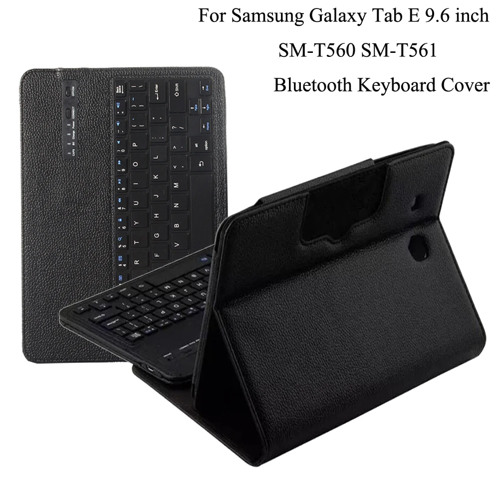

For Samsung GALAXY Tab E 9.6 T560 T561 Removable Wireless Bluetooth Keyboard Portfolio Folio PU Leather Case Cover+Film + Stylus
