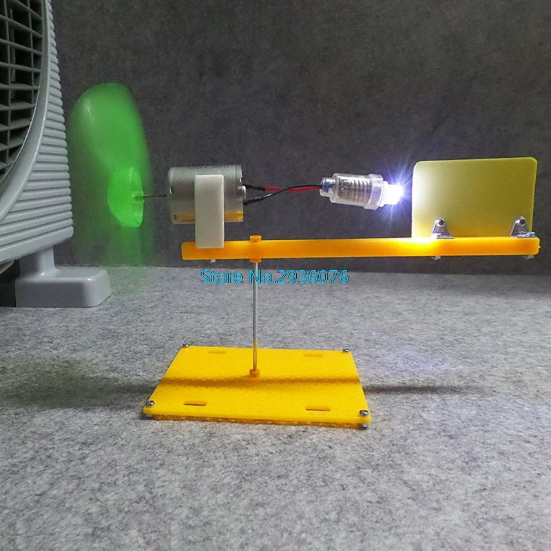 

Micro Wind Turbines Generator Small Motor Blades W/Holder LED DIY Project Kit