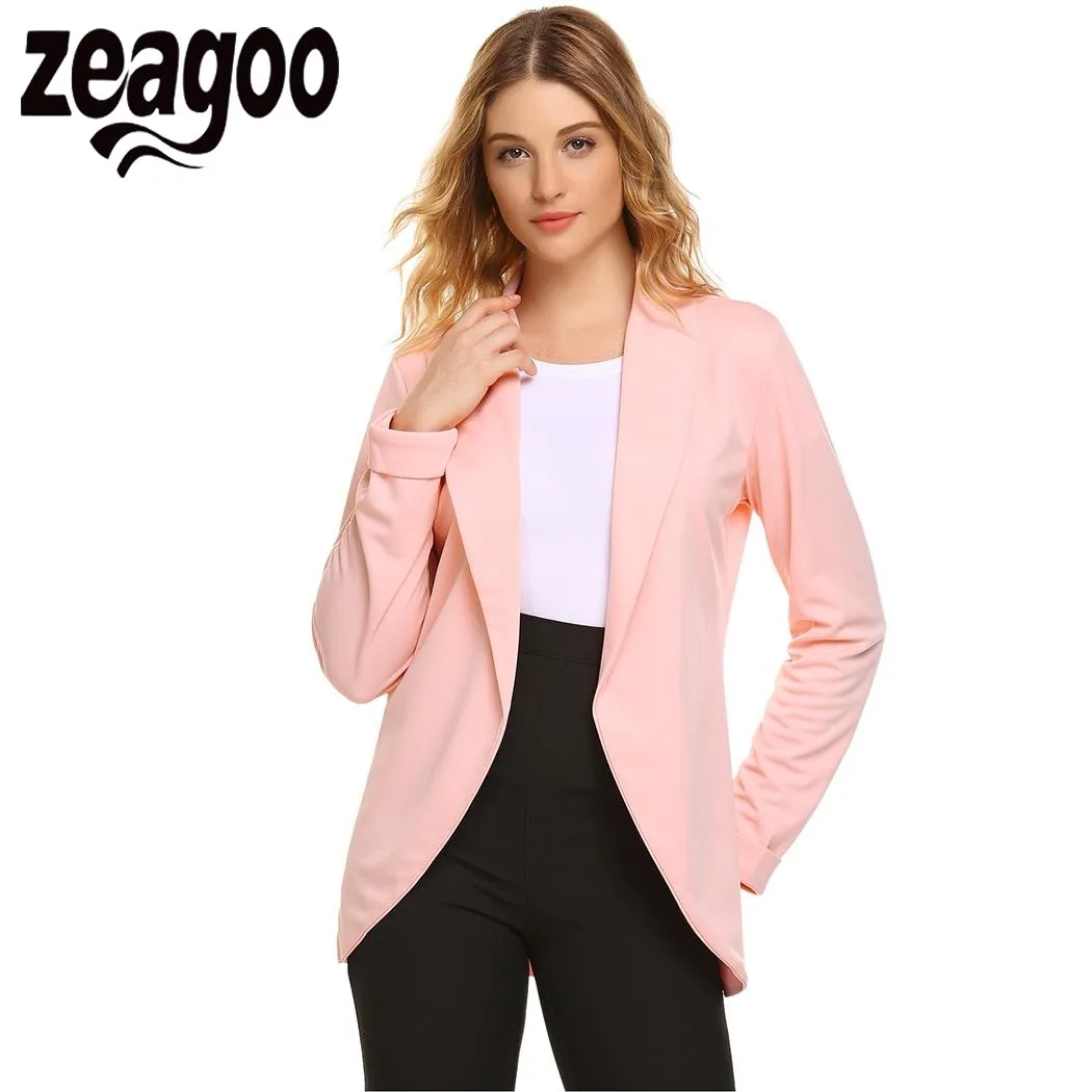 Blazer Women Good Zipper Rolled up Sleeve No buckle Blazer