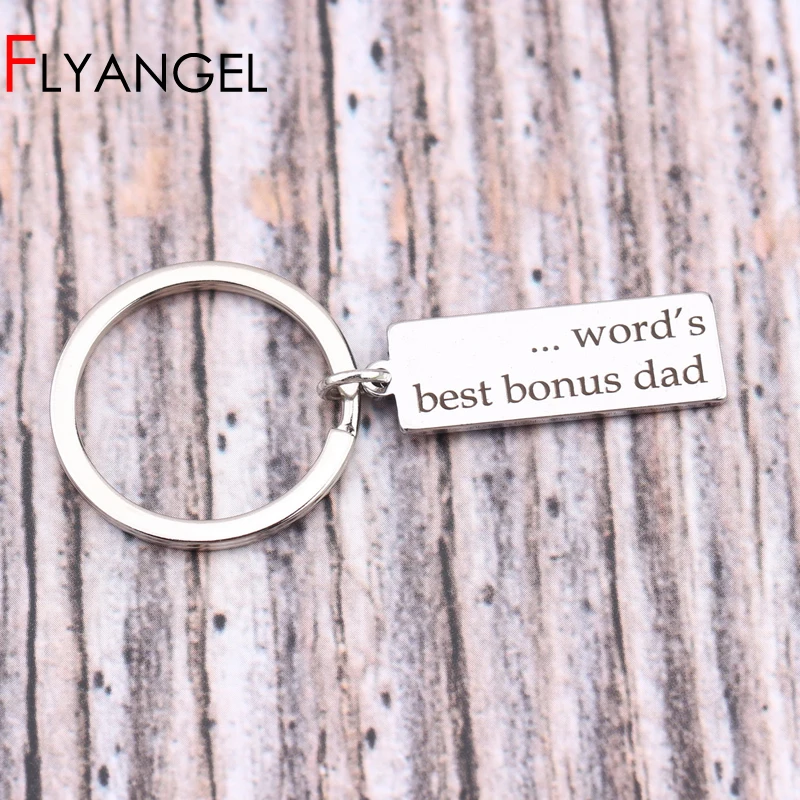 

Fashional Engraved Word's Best Bonus Dad Key Chains Adoption Stepfather Key Ring Gifts To Father's Day Keys Holder Driver Keytag