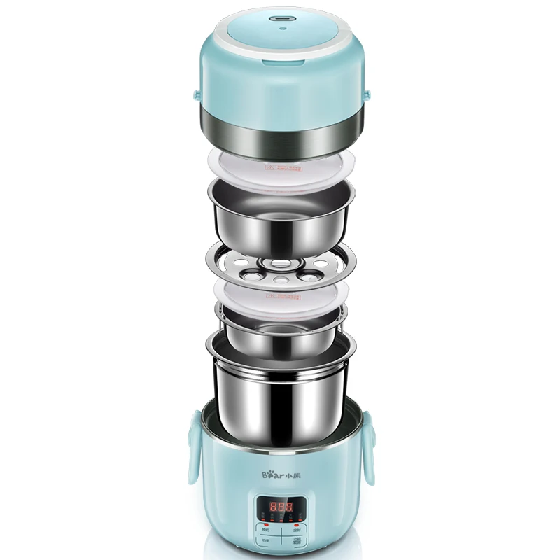  220V Multifunctional 3 Layers 2L Electric Rice Cooker Portable Intelligent Electric Heating Lunch B