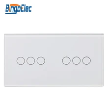 De cristal de Cristal de tres bandas más tres gang interruptor táctil Del Panel, a la par con la función de tecla táctil parte, venta Caliente