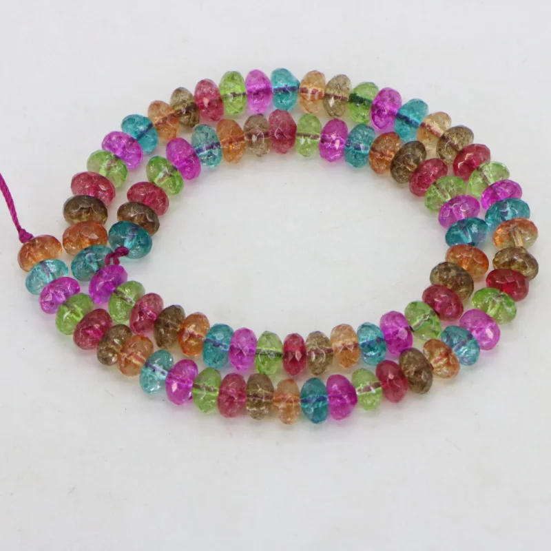 

New Fashion Jewelry Charming High Quality 5x8mm Faceted Multicolor Tourmaline Loose Beads 15" Wholesale And Retail