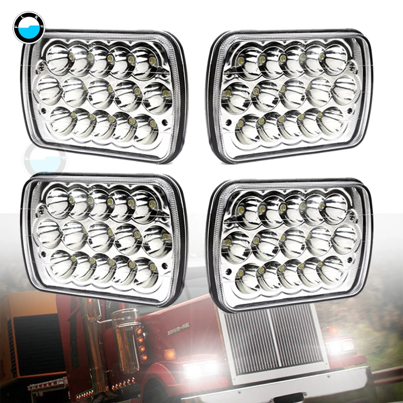 

4pcs Chrome 5X7 Inch H4 LED headlight 7x6" H4 LED Sealed Beam With High Low Beam Headlamp For Jeep Truck FLD 50 60 70 80.