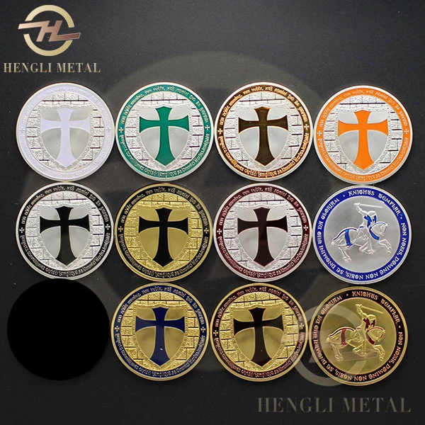 11 pcs /lot 1 Troy Oz. Silver / Gold Clad Masonic Knights Templar Coin Free Mason Illuminati Cross Sheild Token Souvenir | Дом и сад