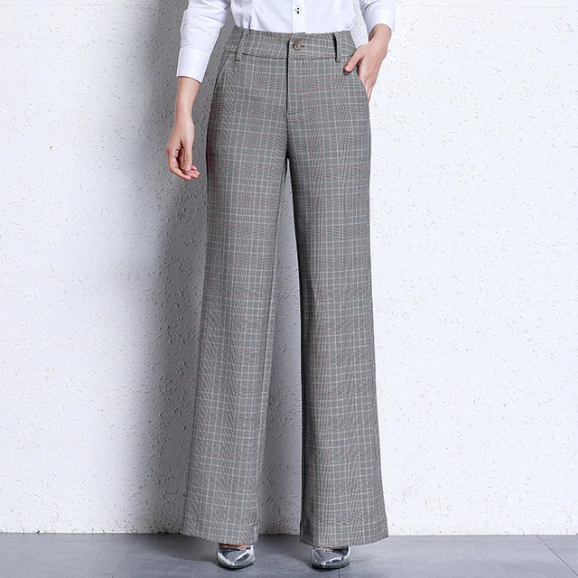 plaid flare pants womens