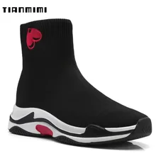 

TIANMIMI Fashion Autumn Winter Stretch Sock Ankle Boots Women Black Shoes Booties Height Increase