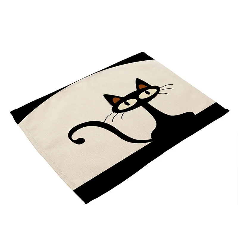 42x32cm Cartoon Cat Printed Placemats Dining Tables Coaster Cloth Insulation Coffee Tea Cup Pad Kitchen Placemat for Table S10