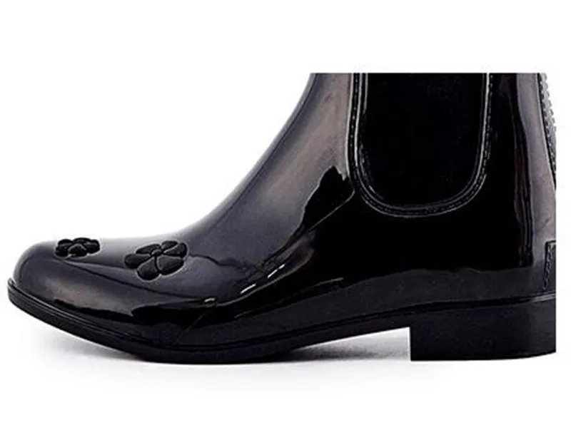 Rouroliu Women PVC Elastic Band Rain Boots Waterproof Water Shoes Woman Ankle Wellies Slip-on Black Pink Gray RT281 Rouroliu Women PVC Elastic Band Rain Boots Waterproof Water Shoes Woman Ankle Wellies Slip-on Black Pink Gray RT281