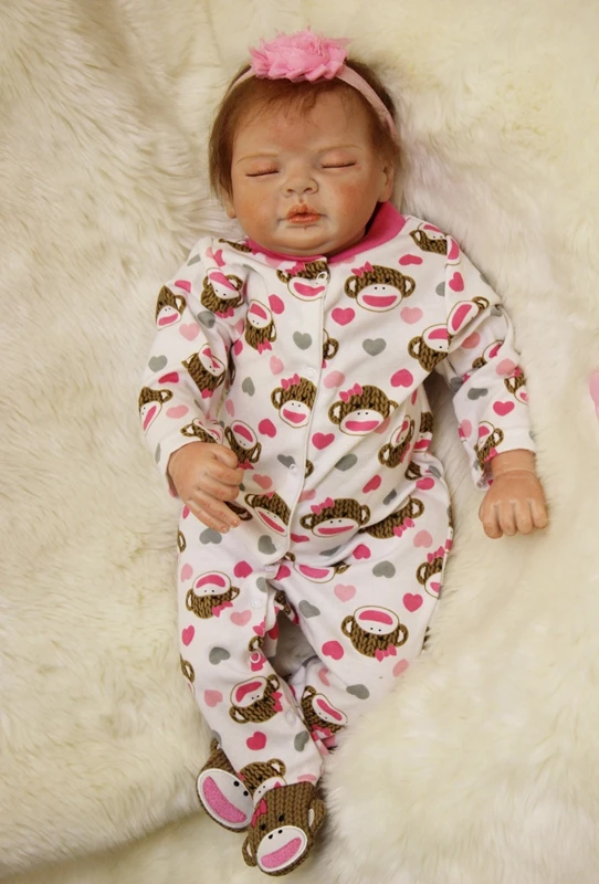 22" doll reborn baby toys cloth body silicone real baby doll creative