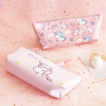 

Cartoon Unicorn Pencil Case Cute PU Leather pencil box Stationery Pouch Storage pen bag School Supplies