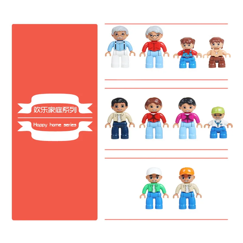 

Family figuren Big Building Blocks home DIY Doll Original Accessory Compatible With Duplo Bricks City Figures Toys Children Gift